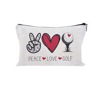 Sisadodo Golf-Themed Travel Makeup Bag for Golf Lovers Fans Birthday Gifts Bag for Golf Dad Mum Cute Cosmetic Organiser Pouch with Zipper Peace-Love-Golf Toiletry Zip Lock Storage Bags for Women Men