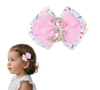 Sisadodo Happy Birthday Gifts for Daughter Granddaughter Hair Bow Clip for 3rd Birthday Party Sweet Ice Cream Hair Barrettes Pin for Little Girl Pink Bow Hair Clip for Girls Colourful Hairpin
