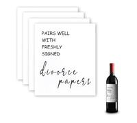 Sisadodo Happy Divorce Gifts for Women Men Congratulations New Beginnings Gift for Friends Bestie Breakup Gifts for Her Him Wine Bottle Stickers Lables for Divorce Party Decorations 4PCS
