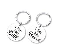 Sisadodo I Like His Beard I Like Her Butt Keychains Couples Keychains Set Wedding Gift for Couple - His and Hers Anniversary Birthday Present for Husband and Wife Christmas Gifts for Him and Her