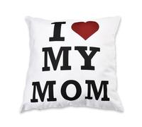 Sisadodo I Love My Mom Cushion Cover for Mum Mother, White, Polyester, 45x45cm, Throw Pillow Cover