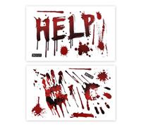 Sisadodo Large Window Stickers for Halloween Party Window Sticker Clings for Bloody Scar Tattoo Sticker for Women Men Handprint Temporary Tattoos for Halloween Decorations Double Sided Splatter Decals
