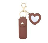 Sisadodo Lip Oil Lipstick Case with Mirror Lip Oil Lipstick Holder Key Chain for Car Keys Keychains Lipstick Organizer Case, Brown Heart, S