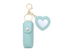 Sisadodo Lip Oil Lipstick Case with Mirror Lip Oil Lipstick Holder Key Chain for Car Keys Keychains Lipstick Organizer Case, Green Heart, S