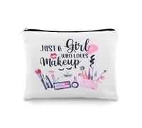 Sisadodo Makeup Tool Storage Bag for Women Just A Girl Who Loves Makeup Bag with Zipper Cosmetic Bags for Makeup Artist Toiletry Bag Make Up Case for Girls Make Up Lover Bags Pouch for Travel