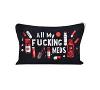 Sisadodo Medication Medical Bag Organiser for Women Men Funny All My Fcking Meds Printed Medical Travel Zip Pouch for Pills Waterproof Medication Travel Zip Lock Storage Bags for Meds First Aid Kit