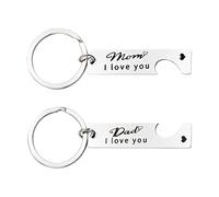 Sisadodo Mom and Dad Anniversary Bday Gifts for Mum and Dad Birthday Gift from Daughter Son I Love You Keyring Set for Mom Daddy Mothers Day Fathers Day Present for Mum Daddy Matching Keychains for 2