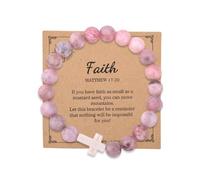 Sisadodo Natural Stone Cross Bracelet for Women Catholic Christmas Birthday Gift for Christian Confirmation Baptism Gifts for Women, S, Stone, no gemstone