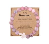 Sisadodo Natural Stone Cross Bracelet for Women Catholic Christmas Birthday Gift for Christian Confirmation Baptism Gifts for Women, S, Stone, no gemstone