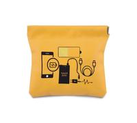 Sisadodo Orange Electronics Organiser Bag for Travel Auto-Closing PU Leather Electronic Accessories Storage Pouch for Plugs Cables Chargers Small Portable Tech Essentials Bag Organiser for Earphones