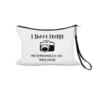 Sisadodo Photography Lovers Travel Bag Organiser for Women Men I Shoot People Print Portable Makeup Storage Bag for Travel Holiday Photography Themed Travel Toiletry Pouch for Photographer with Strap