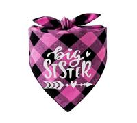 Sisadodo Pink Plaid Pet Accessories for Dogs Cats Big Sister Print Dog Bandanas for Small Medium Dogs Red Dog Neck Scarf for Baby Shower Pregnancy Reveal Gifts for Pet Dad Mum Pets Hood for Photo Prop
