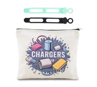 Sisadodo Plugs Cables Chargers Makeup Bags for Women Men Funny Charger Travel Toiletry Bag for Electronics Accessories Organizer Bag, White, Funny Makeup Bag