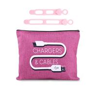 Sisadodo Plugs Cables Chargers Makeup Bags for Women Men Funny Charger Travel Toiletry Bag for Electronics Accessories Organizer Bag, Pink 1