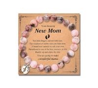 Sisadodo Pregnancy Announcement Gifts for Dad Mom Natural Stone Bracelet Baby Reveal Gifts for Husband Wife New Dad Mom Gifts, S, Stone, no gemstone