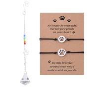 Sisadodo Rainbow Bridge Dog Memorial Gift for Loss of Dog Cat Rainbow Bridge Bracelet Keychains Paw Print Crystal Sun Catcher, S, Alloy Steel, no gemstone