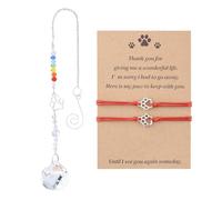 Sisadodo Rainbow Bridge Dog Memorial Gifts for Loss of Dogs Cats Rainbow Bridge Bracelet Keychains Paw Crystal Sun Catcher, S, Alloy Steel, no gemstone