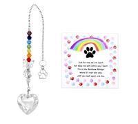 Sisadodo Rainbow Bridge Pet Memorial Gifts Pendant with Colourful Beads Sympathy Gifts for Men Women Pet Loss Bereavement Gifts for Dog Dad Cat Mum Heart Shaped Hanging Crystal Suncatchers for Garden