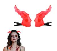 Sisadodo Red Devil Horn Hair Clips for Women Girls Halloween Hair Barrettes for Costume Party Halloween Costume Accessories for Photo Props Novelty Y2k Horn Side Clip for Teens Teenagers 2PCS