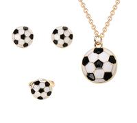 Sisadodo Soccer Necklace Bracelet Earrings Ring Set Soccer Necklace Ring Kit Soccer Game Fan Stud Earrings Ring Bracelet and Neckeaces, S, No Gemstone