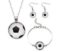 Sisadodo Sport Bracelet Necklace Earrings Set for Women Soccer Basketball Team Gifts for Player Coaches Sport Accessories, S, Metal, No Gemstone