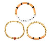 Sisadodo Stackable Basketball Bracelet Gifts for Women Men Soccer Volleyball Bracelets for Team Members Sport Accessories, S, Acrylic, no gemstone