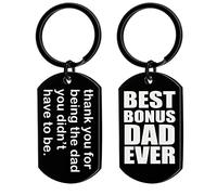 Sisadodo Stepdad Keyring for Stepfather - Best Bonus Dad Ever - Black - Men's Stepfamily Love Keychain