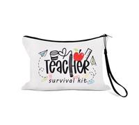 Sisadodo Teacher Thank You Appreciation Gifts for Women Men Best Teacher Leaving Gifts for PE Art Teachers Teachers Survival Kit Print Makeup Bag Organiser for Travel Holiday with Anti Loss Strap