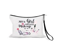 Sisadodo Travel Cosmetic Organiser Bag for Luggage Suitcase Just a Girl Who Loves Makeup Print Portable Makeup Bag Organiser for Girls Women Multifunctional Cosmetic Storage Pouch for Handbag Backpack
