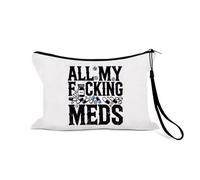 Sisadodo Travel Medicine Storage Bag Organiser for Backpack Handbag All My F-ing Meds Print Portable Medical Pouch Bags for Meds Pills First Aid Kit Anti-Loss Medication Gift Bags for Women Men