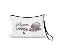 Sisadodo Travel Medicine Storage Bag Organiser for Camping Hiking All My F-ing Legal Meds Print Portable Medical Pouch Bags for Meds Pills First Aid Kit Medication Gift Bag with Anti-Loss Hand Strap
