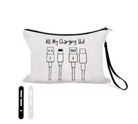 Sisadodo Travel Tech Pouch for Handbag Holiday Electronic Accessory Carry Bag Organiser for Tote Bag Backpack Small Portable Cable Zip Lock Storag Bags for Charger Plug with Silicone Cable Ties 3PCS