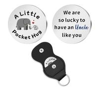 Sisadodo Uncle Birthday Gifts from Niece Nephew Uncles Thank You Appreciation Gift Keyring for Men Him Sentimental Fathers Day Keychain for Uncle Heartfelt Pocket Hug Heart Token with Leather Case
