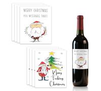 Sisadodo Wine Bottle Stickers for Christmas Party Decorations Funny Rude Merry F-cking Christmas Bottle Lables for Glasses Festive Xmas Party Supplies for Wine Lovers Table Decoration 8PCS