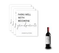 Sisadodo Wine Bottles Lables for Pregnancy Announcement Pairs Well with Becoming Grandparents Printed Wine Stickers for Grandparents to Be Champagne Bottle Labels for Grandad Grandma 4Pcs