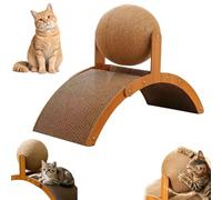 Sisal Ball Cat Scratching Board,Interactive Cat Scratcher with 360° Rotating Sisal Ball,Cat Scratcher with Hanging Toy,Arch Bridge Balls Cat Scratching Post for Indoor (L)