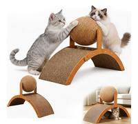 Sisal Ball Cat Scratching Board,Interactive Cat Scratcher with 360° Rotating Sisal Ball,Cat Scratcher with Hanging Toy,Arch Bridge Balls Cat Scratching Post for Indoor (S+L)