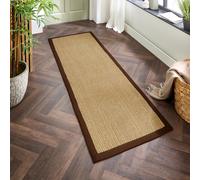 Sisal Beige Runner Rug with Brown Border - 200 x 67 cm - Sisal - Origins