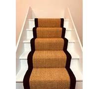 Sisal Boucle Natural Carpet Stair Runner with Black Wide Border Tape (0.55m)