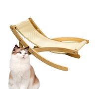 Sisal Cat Chair Bed, Adjustable Foldable Cozy Lounger, Wooden Scratcher Lounge Chair, Wear Resistant Scratching Pad, Portable Kitten Sleeping Nest 57.5x30x34.5cm