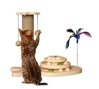 Sisal Cat Scratch Post, Sturdy Scratch Resistant Toy, Vertical Scratching Column with Stable Base System, Sturdy Compact Natural Rope Construction Design, Living Room Use
