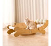 Sisal Cat Scratcher Bed,Extra Large Solid Cat Scratching Board Couch Scratcher Cardboard with Sisal Ball,26.8 Inch Hammock Lounger for Indoor Cats, Furniture Protector