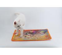 Sisal Cat Scratcher Mat [+ Sisal Mouse Toy] - Wall & Couch Protector, Carpet & Floor Scratching Pad, Durable Non-Toxic & Shedding-Resistant (Watercolor Cat)