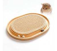 Sisal Cat Scratcher Wooden Interactive Toy Ball Track Scratch Pad for Indoor Cats Kitten Activity Centre Durable Solid Wood Board Furniture Protector Claw Grinder (COLOR 1,44x34x3cm)
