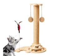 Sisal Cat Scratching Post - Wheel Teaser Durable Paw Toy | Natural Sisal Scratcher Exercise Plaything for Indoor Cats Furniture Protection Random Color Safe Kitten Entertainment Gear Pro