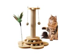 Sisal Cat Scratching Post With Turntable, 4-In-1 Scratcher Tree With Dangle Ball, Interactive Toy For Indoor Playing