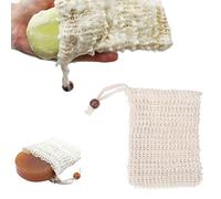 Sisal Exfoliating Mesh Soap Saver Bag with Drawstring for Shower Bath (2pcs)