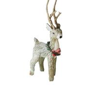 Sisal Reindeer Statue Desktop Ornaments,Standing Deer Ornaments,Straw Foam Reindeer Figurine Miniature Sculpture for Home Holiday Decor (A)