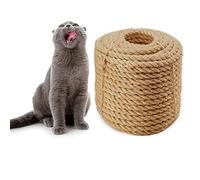 Sisal Rope 6mm for Cat Scratcher Repair and Replace Cat Scratching Post, DIY Scratching Furniture - Cat Tree, Scratch Carpet & Mat, Cat Kicker Toys, Natural Jute 50m/164ft