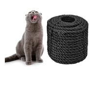 Sisal Rope 6mm for Cat Scratcher Repair and Replace Cat Scratching Post, DIY Scratching Furniture - Cat Tree, Scratch Carpet & Mat, Cat Kicker Toys, Black 164ft/50m